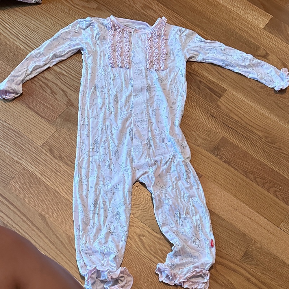 Magnetic Me Pink Ruffled Kids One Piece 18-24M